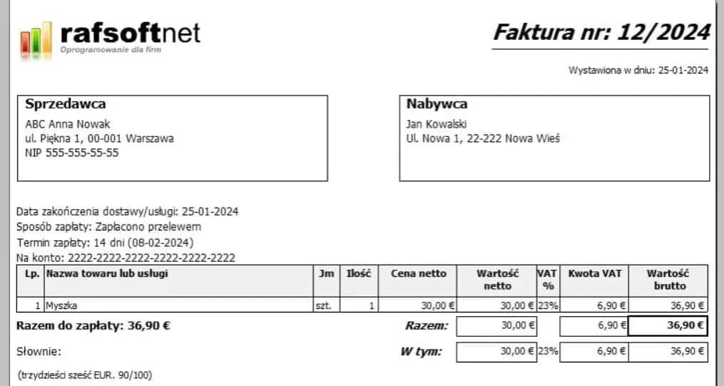 Faktura dla osoby fizycznej: Kwota nieistotna, żądanie klienta kluczem!
